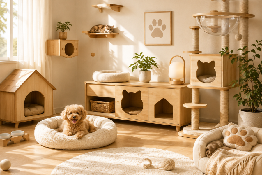 Nội thất phòng gỗ cao cấp dành cho thú cưng Tit's House